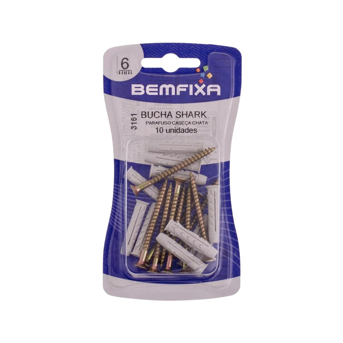 Bucha Shark 6mm com Parafuso Fenda 4,5 x 50mm BemFixa
