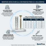 Bucha Shark 6mm com Parafuso Fenda 4,5 x 50mm BemFixa