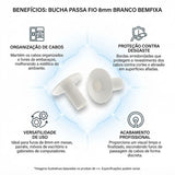 Bucha Passa Fio 8mm Branco BemFixa