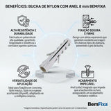 Bucha de Nylon com Anel 8 mm BemFixa