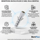 Bucha Nylon C/ Anel 10mm BemFixa