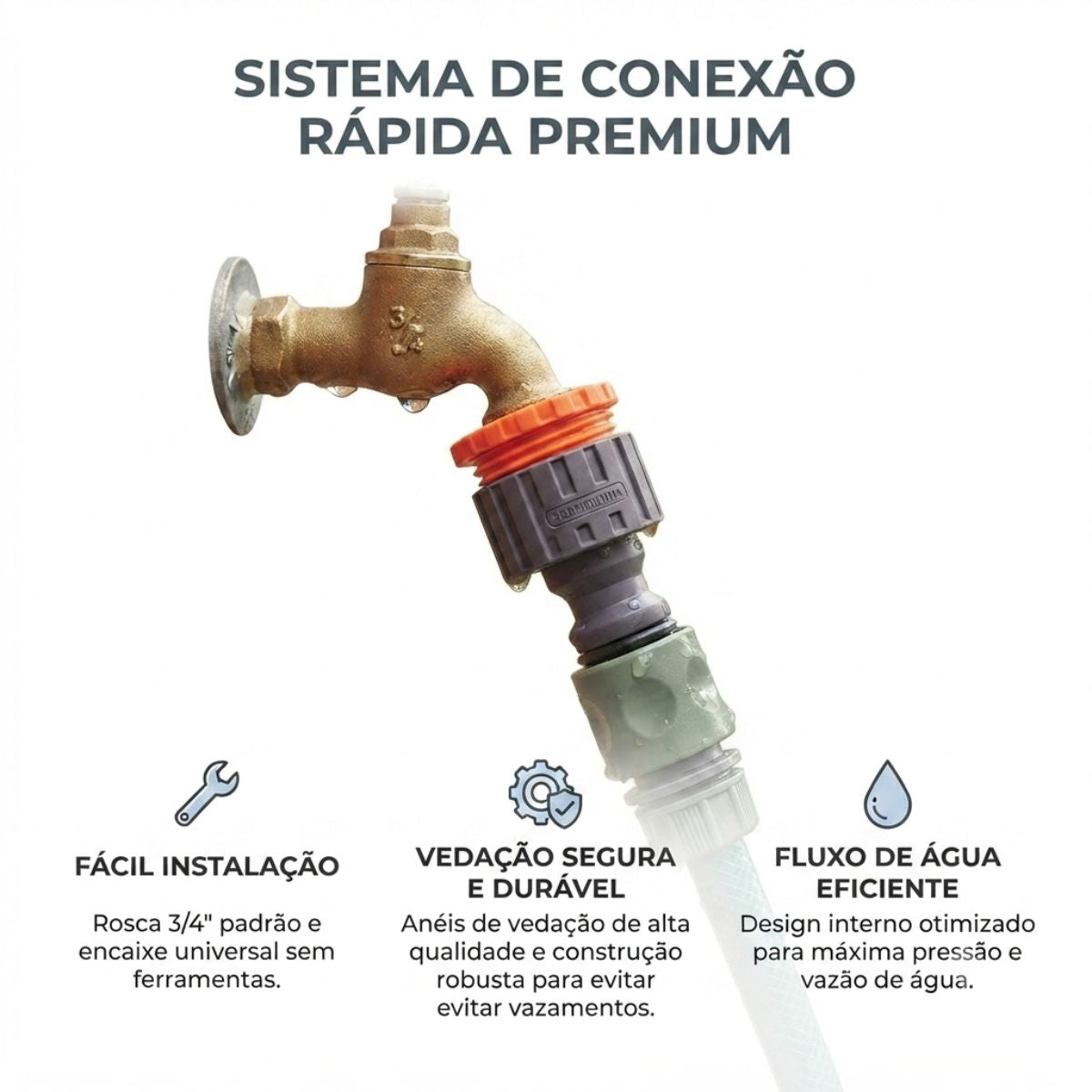 Adaptador em Plástico com Rosca 3/4" e Bucha de Redução Tramontina