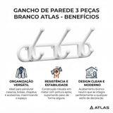 Gancho de Parede 3 Peças Branco Atlas