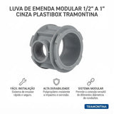 Luva de Emenda 1/2" a 1" Cinza Plastibox Tramontina
