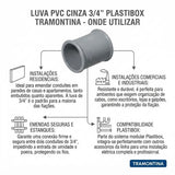 Luva PVC Cinza 3/4" Plastibox Tramontina