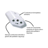 Plugue Fêmea 2P+T 10A 250V Branco Tramontina