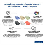 Plugue Fêmea 2P 10A 250V Colorido Tramontina