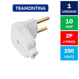 Plugue Macho Triangular 2P 10A 250V Branco Tramontina