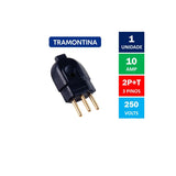 Plugue Macho 2P+T 10A 250V Preto Tramontina