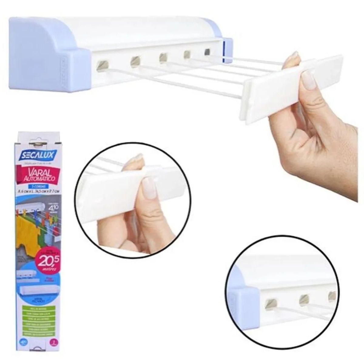 Varal Automático Rotoflex Branco Secalux