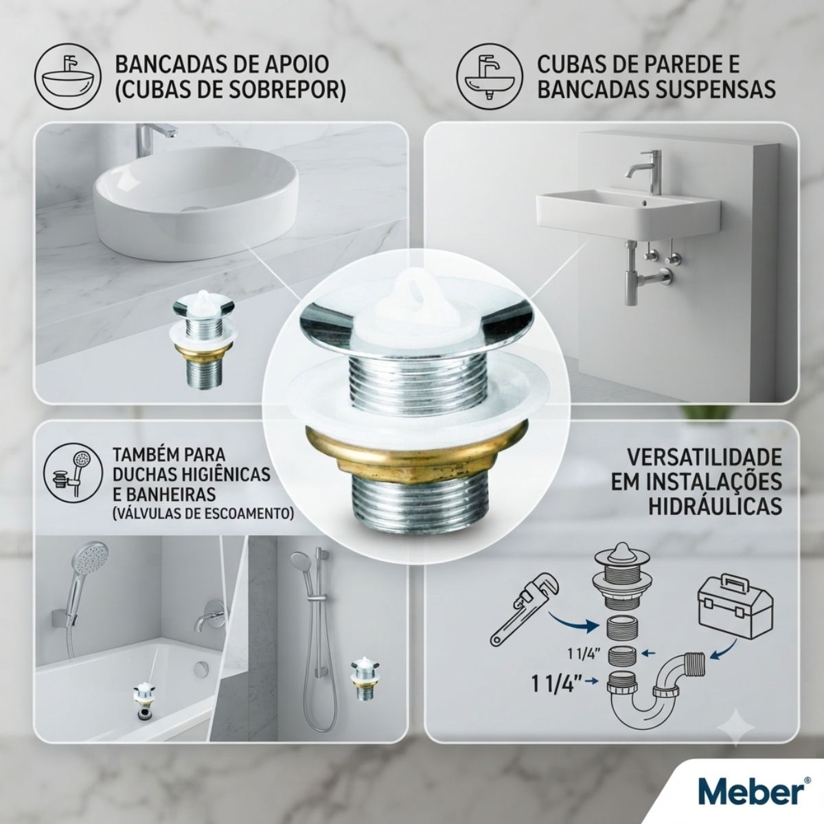 Válvula para Lavatório 1600C Meber