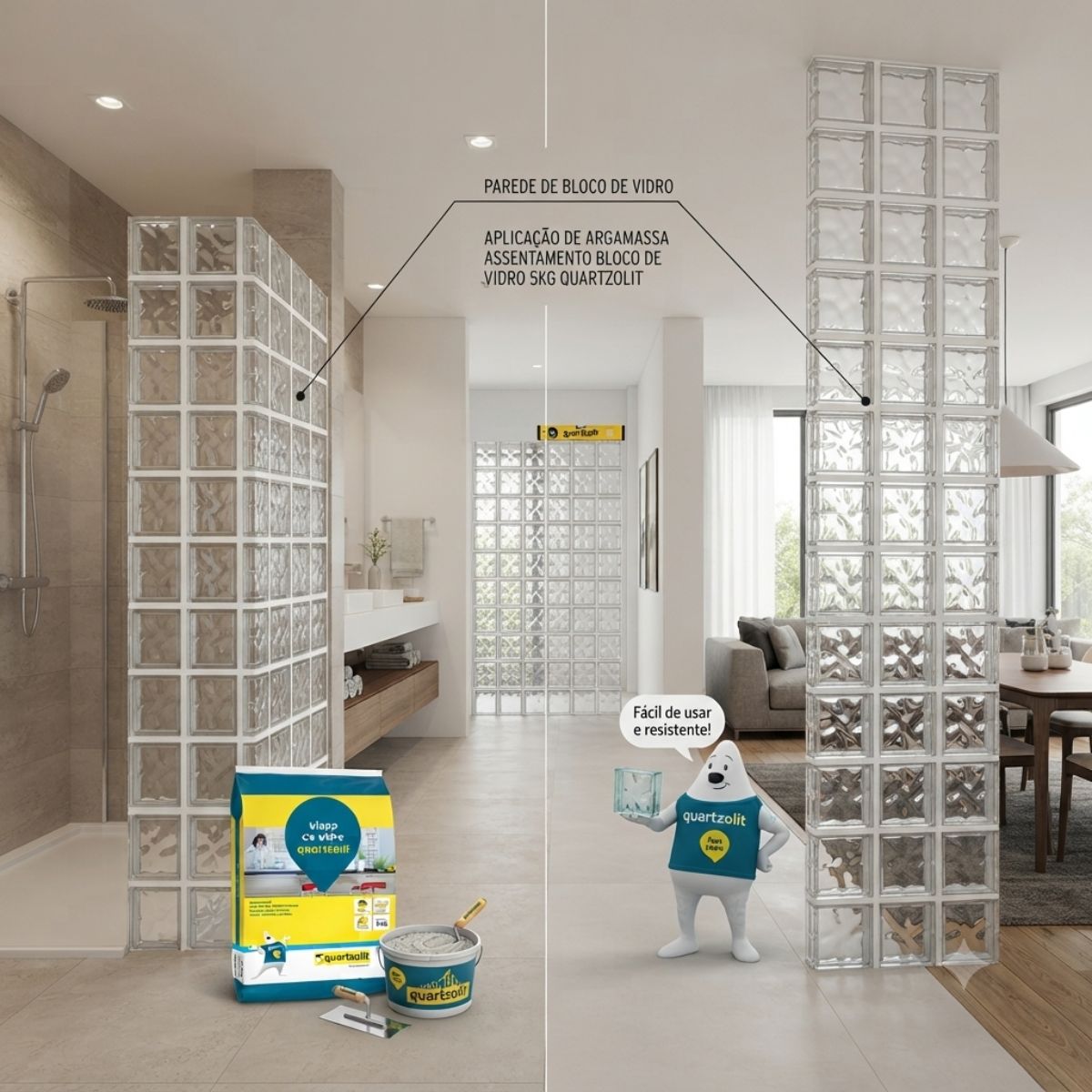 Argamassa para Assentamento de Bloco de Vidro 5kg Quartzolit