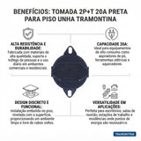 Tomada 2P+T 20A Branca para Piso Unha Tramontina