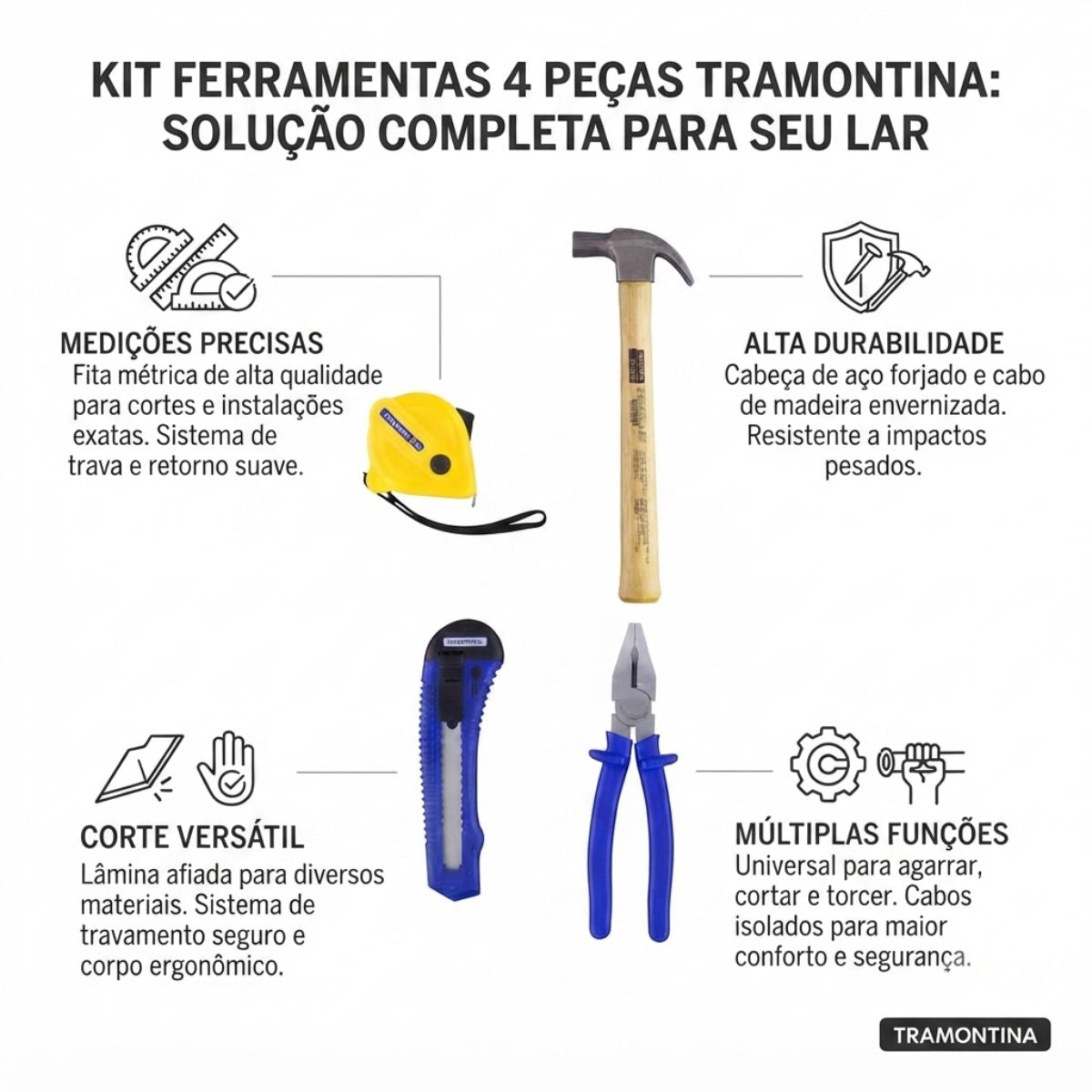 Kit Ferramentas 4 Peças Tramontina