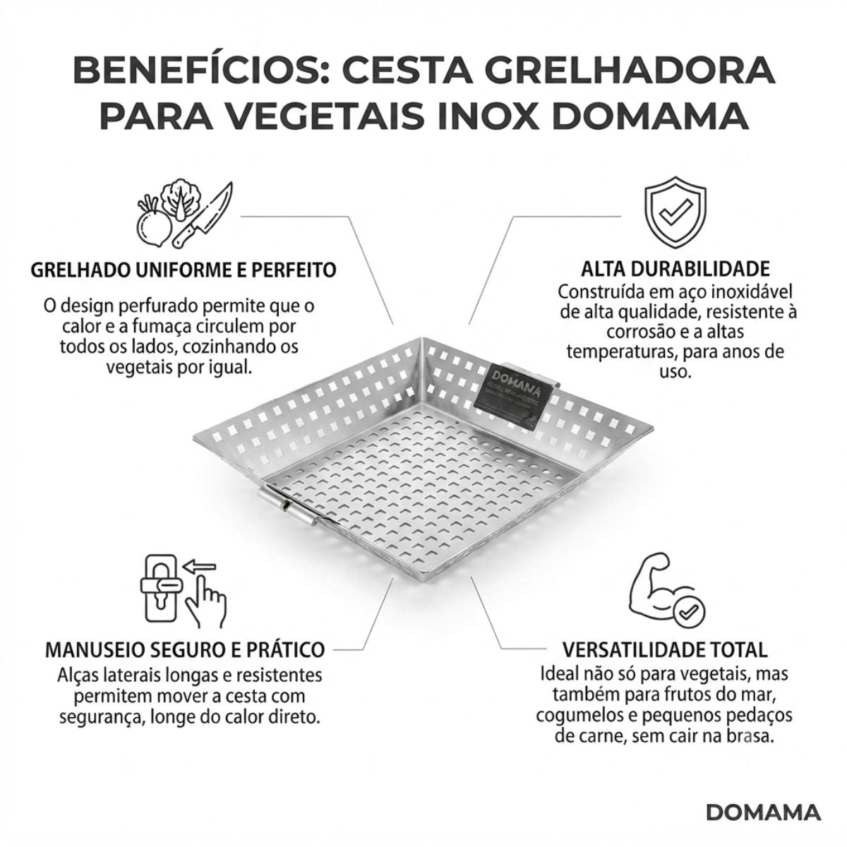 Grelha Para Vegetais Inox Kort Domama