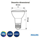 Lâmpada LED Spot PAR20 4,9W 6500K 525lm 100-240V Philips