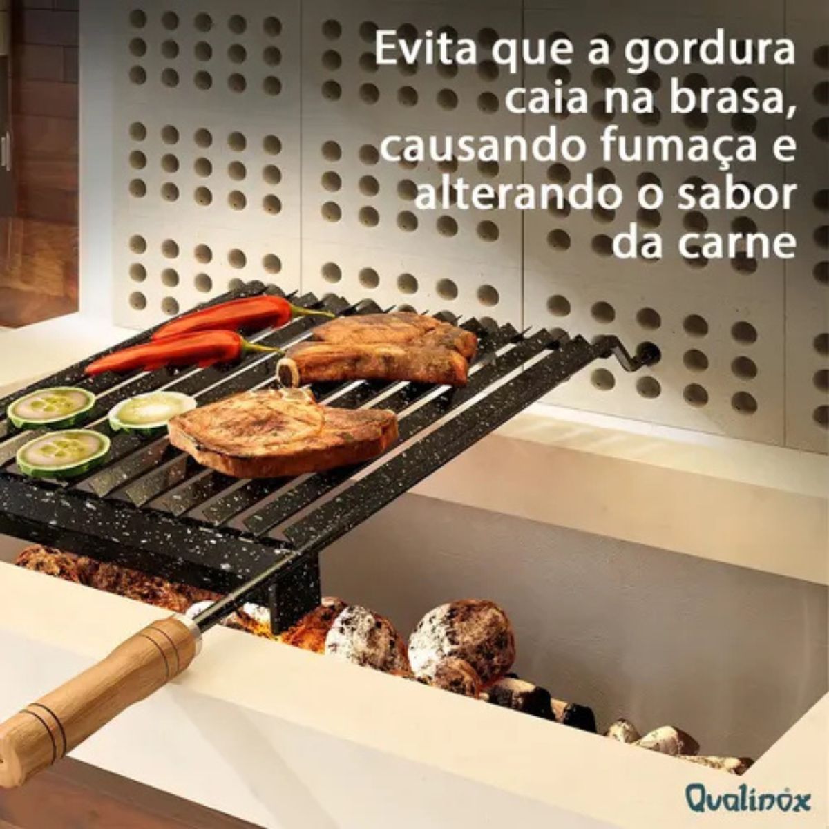 Grelha Churrasco Esmaltada 42x50 cm Qualinox
