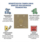 Tampa Unha Simples para RJ45 4x4 Dourada Tramontina