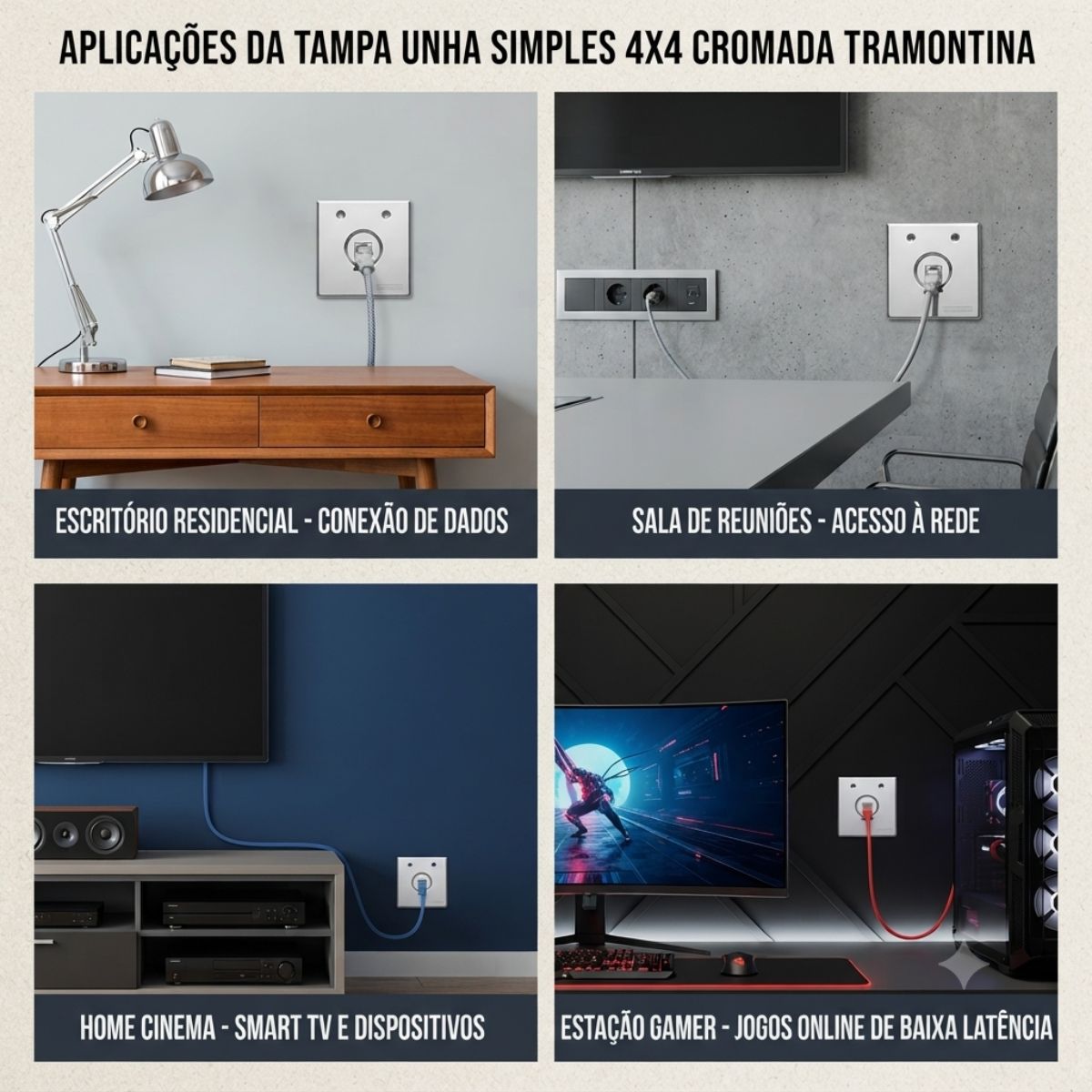 Tampa Unha Simples 4x4 Cromada Tramontina