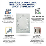 Tampa Unha Rj45 Sup. 4x2 Cromada C/ Suporte Tramontina