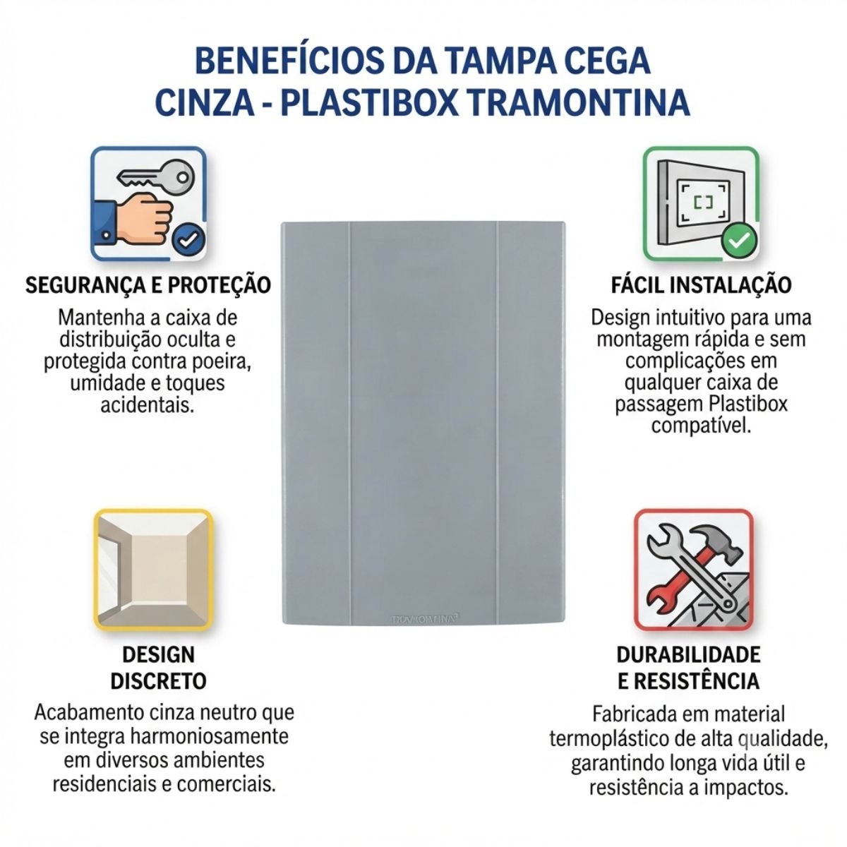Tampa Cega Cinza - Plastibox Tramontina