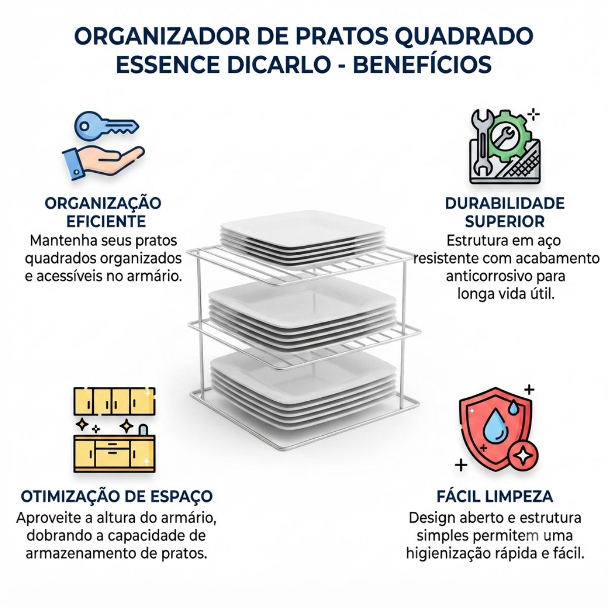 Organizador Pratos Quadrado Essence Dicarlo