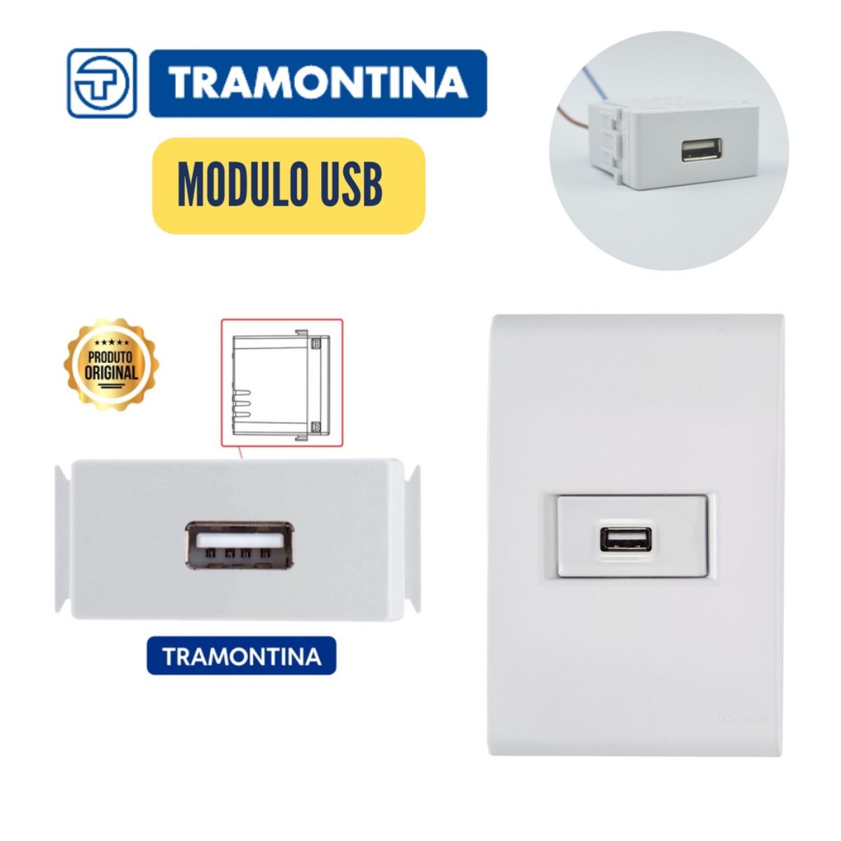 Modulo Tomada Usb 1,5a Bivolt Branco Tramontina
