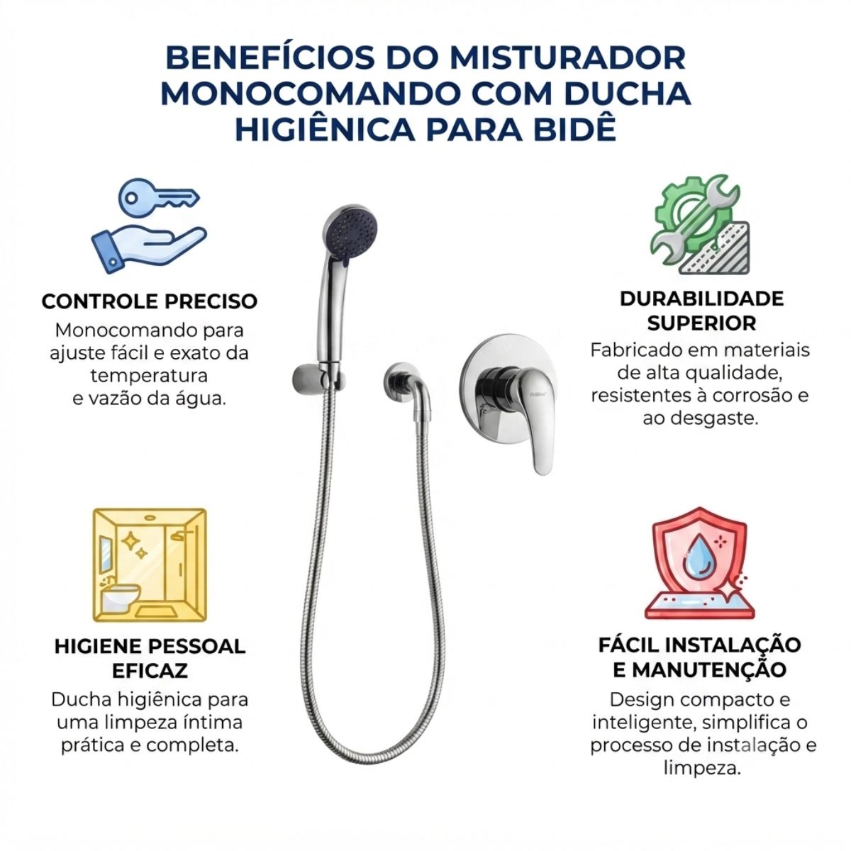 Misturador Monocomando de Parede com Ducha Higiênica 2996 Meber