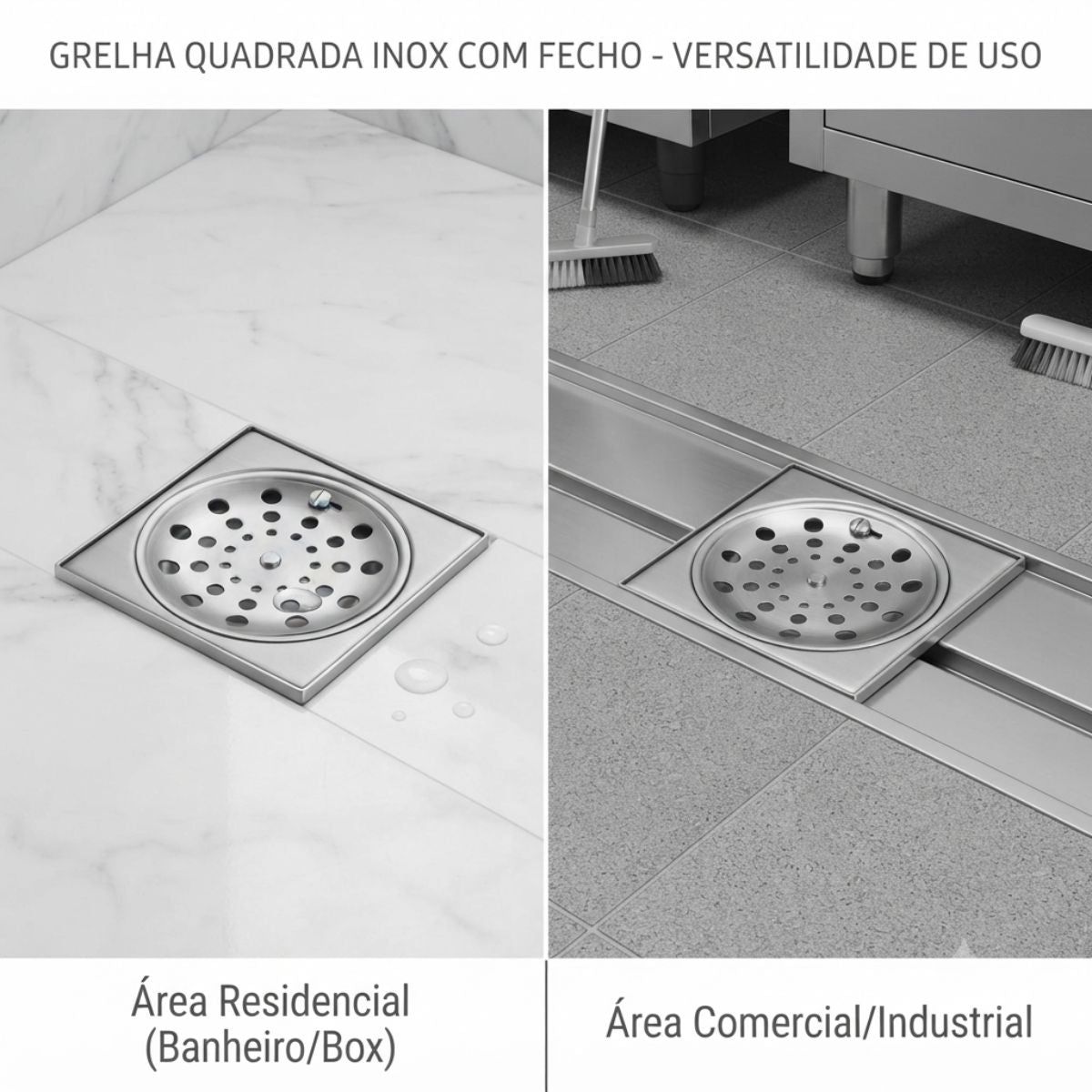 Grelha com Caixilho Quadrada Côncava 150mm com Fecho Jackwal