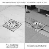 Grelha com Caixilho Quadrada Côncava 150mm com Fecho Jackwal