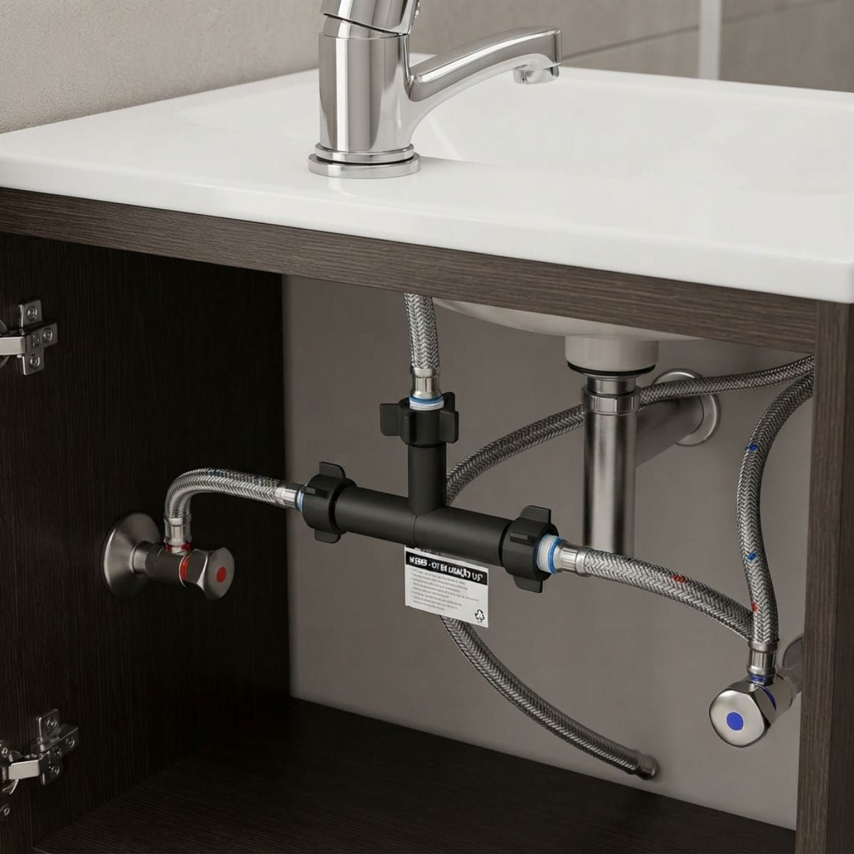 Conjunto de Ligação para Misturador de Lavatório 1/2" PVC Preto Meber