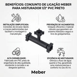 Conjunto de Ligação para Misturador de Lavatório 1/2" PVC Preto Meber