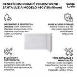 Rodapé Poliestireno Branco 240cm Modelo 480 150x16mm Santa Luzia
