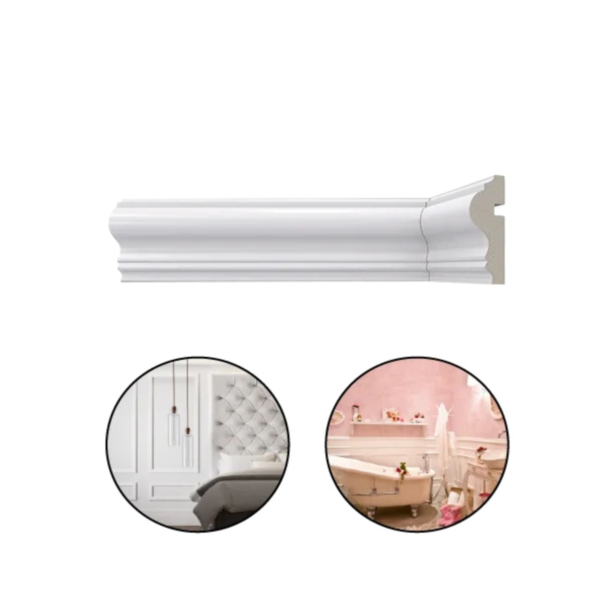 Roda Meio Poliestireno Branco BR 240cm Modelo 467 60x23mm Santa Luzia