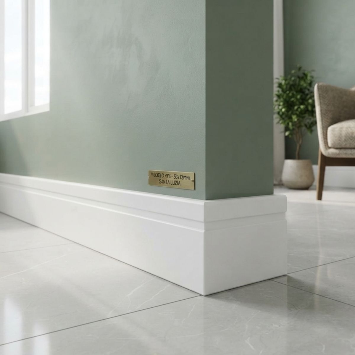 Rodapé Poliestireno Branco BR 240cm Modelo 473 50x13mm Santa Luzia