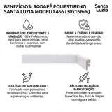 Rodapé Poliestireno Branco BR 240cm Modelo 466 30x16mm Santa Luzia