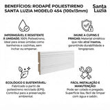 Rodapé Poliestireno Branco BR 240cm Modelo 454 100x13mm Santa Luzia