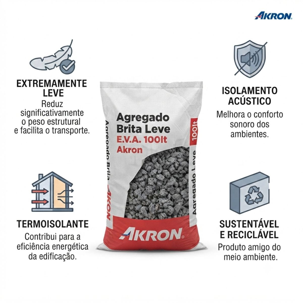 Agregado Brita Leve E.V.A.100lt Akron