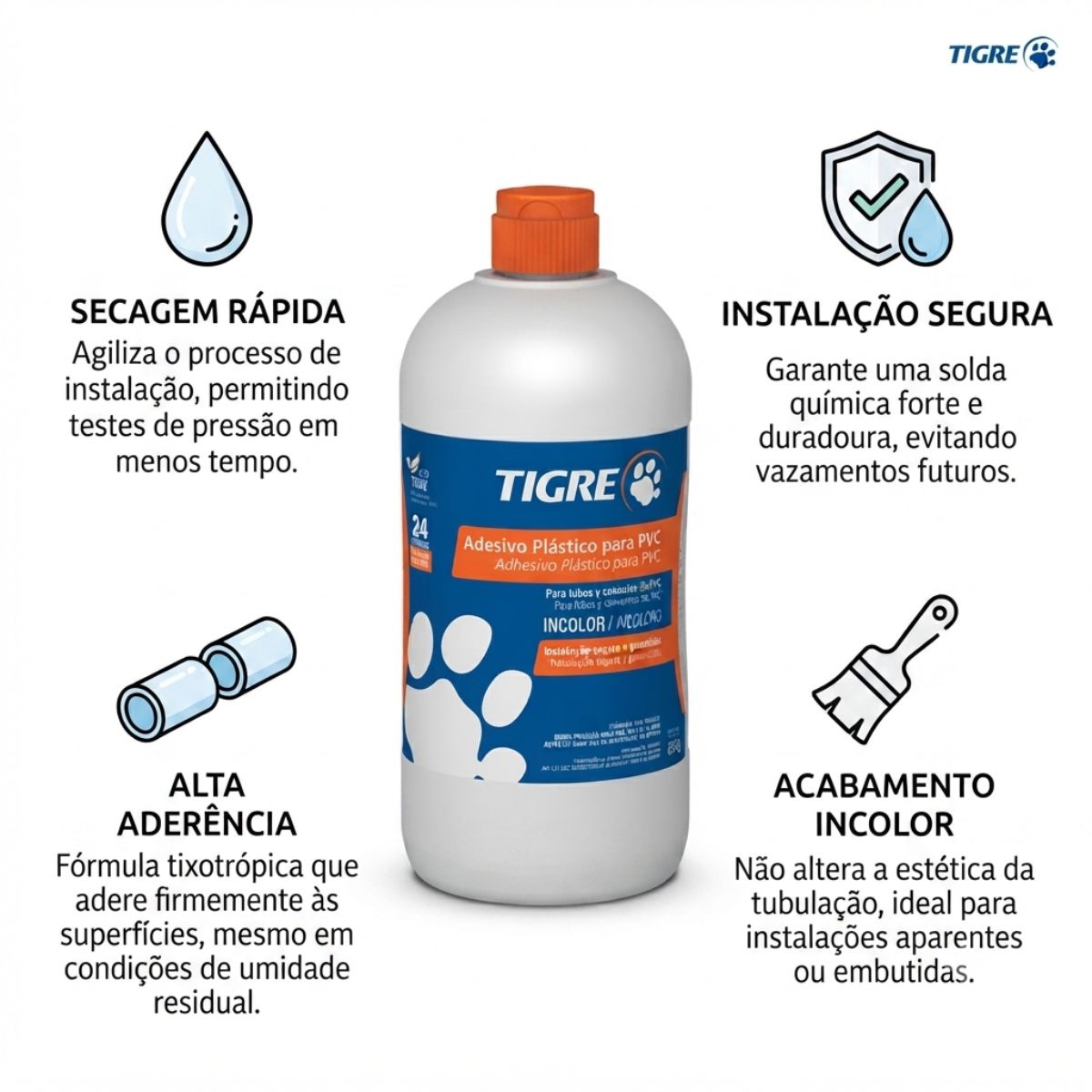 Adesivo Plastico Pvc Incolor 850g Tigre