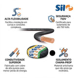 Cabo Flexível Flexsil 750V 1,00mm² Preto – Rolo com 100 Metros