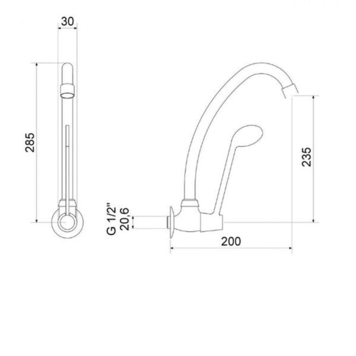 Torneira de Parede para Cozinha Bica Móvel 1165 C58 Meber