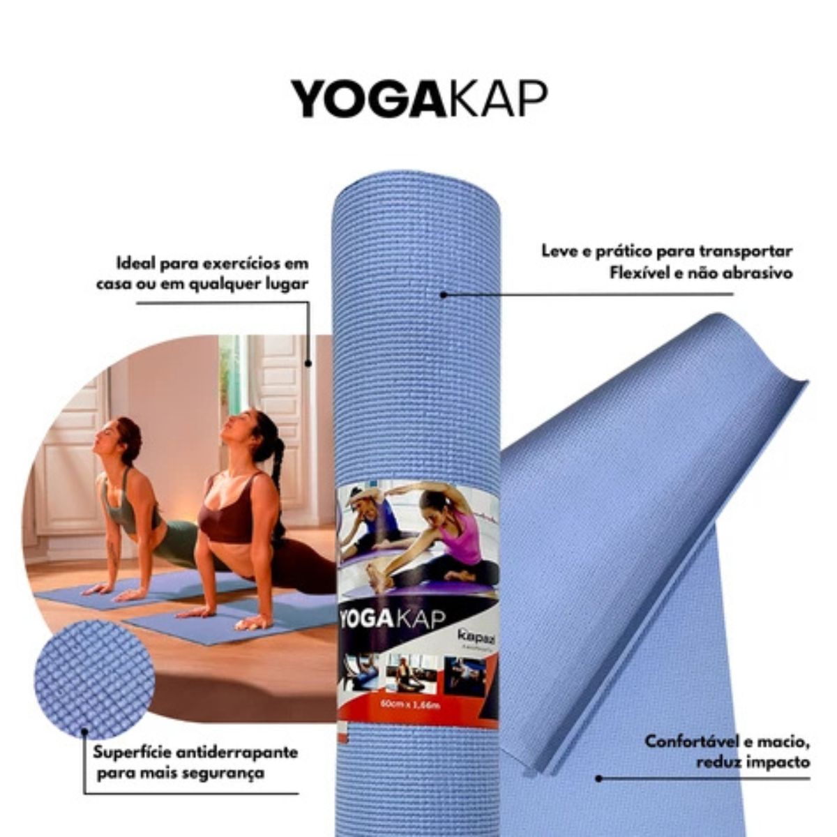 Tapete Yogakap Azul Royal 60cm X166cm Kapazi
