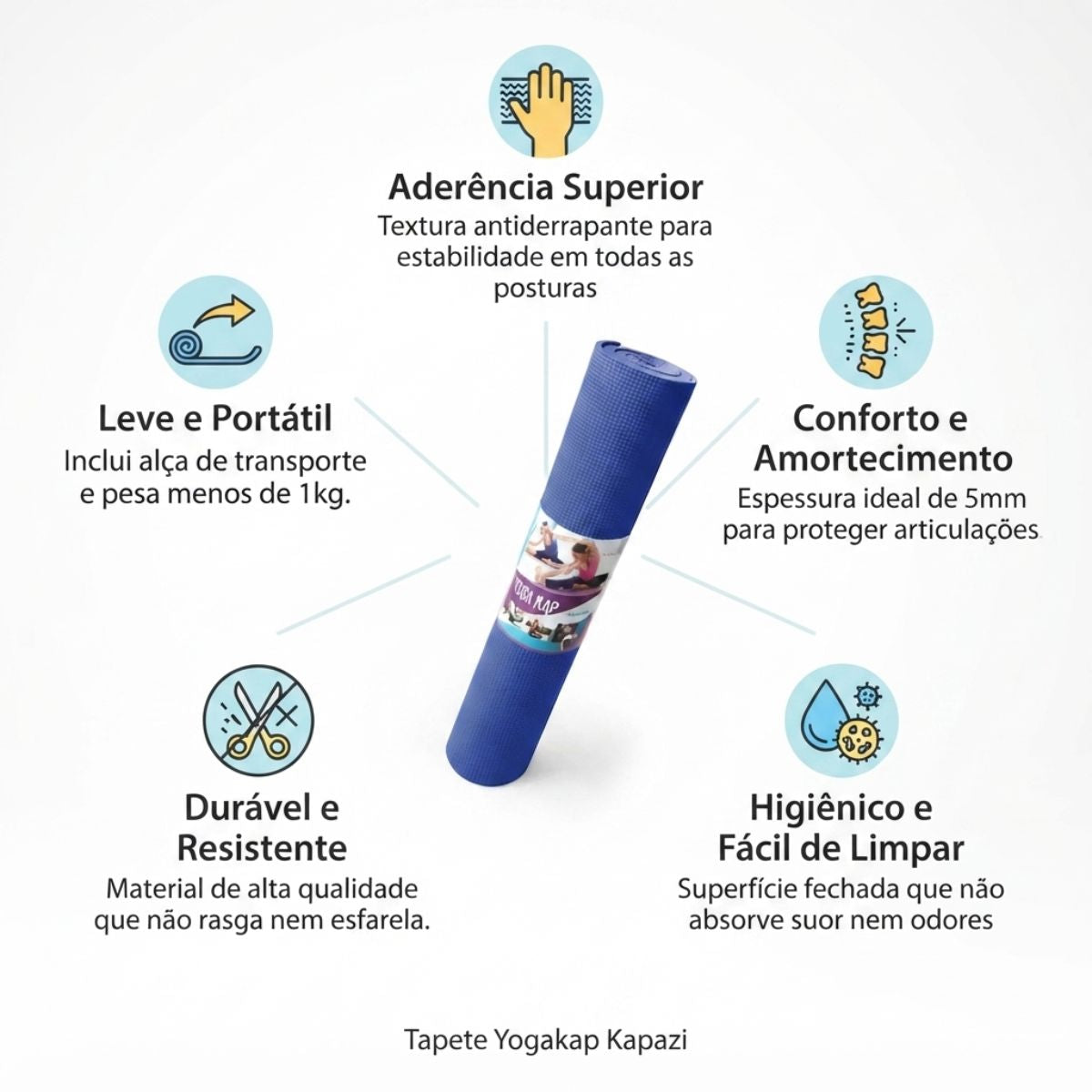 Tapete Yogakap Azul Royal 60cm X166cm Kapazi