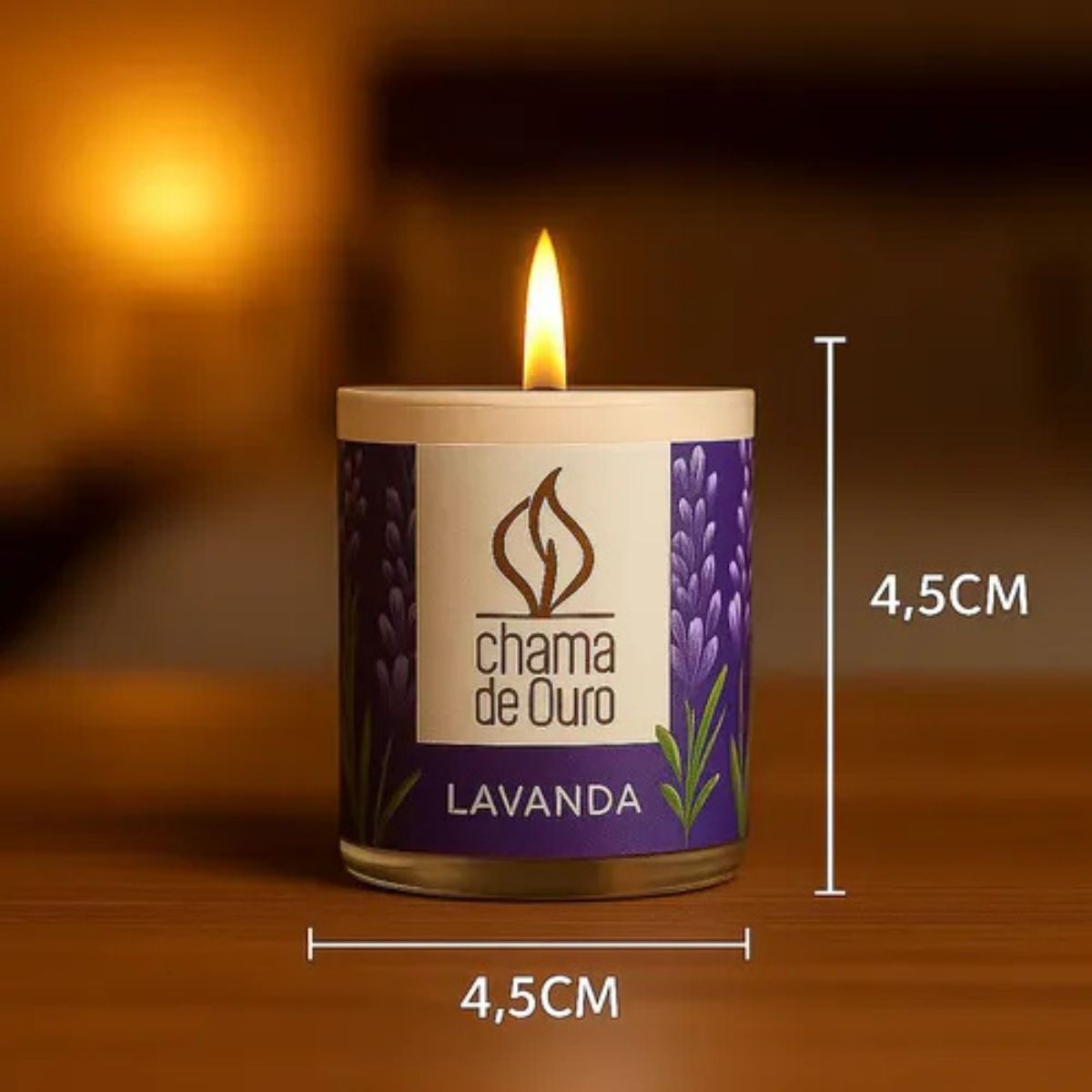 Vela Perfumada Premium 60g Lavanda Chama de Ouro