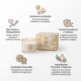 Vela Perfumada Copo de Madeira 70g Flores de Lírio Chama de Ouro