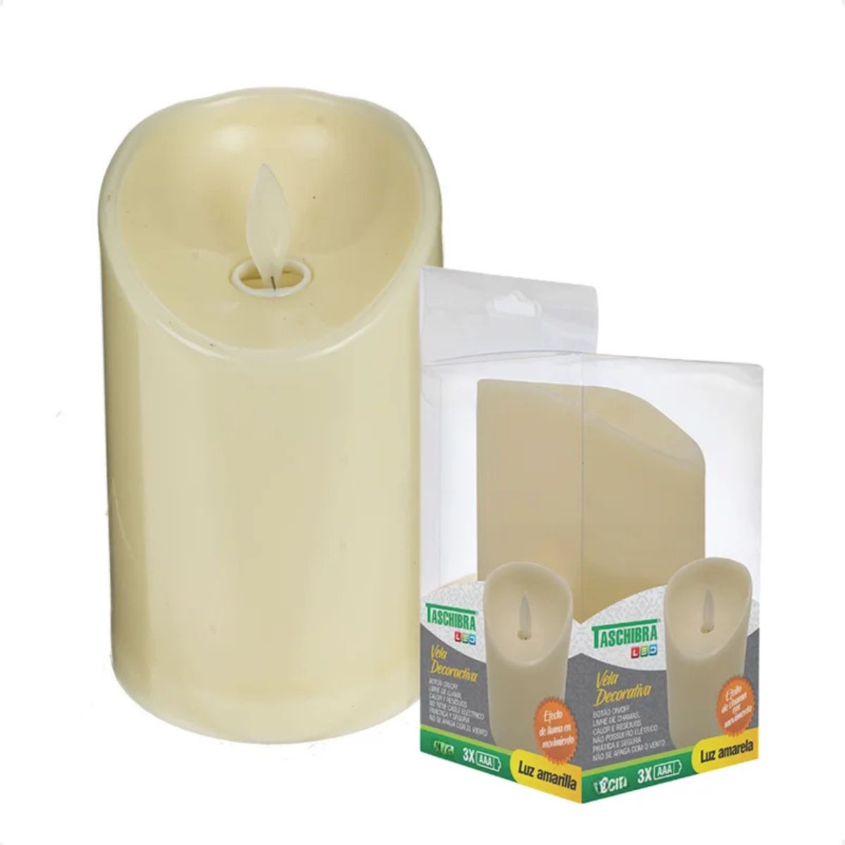 Vela Led 15cm Amarelo Taschibra