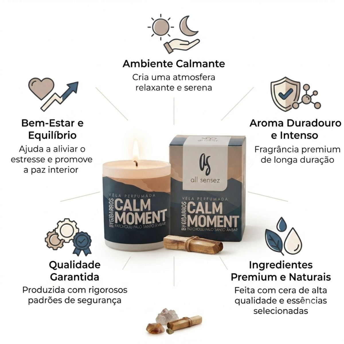 Vela Aromática 60g All Sensez - Calm Moment Chama de Ouro