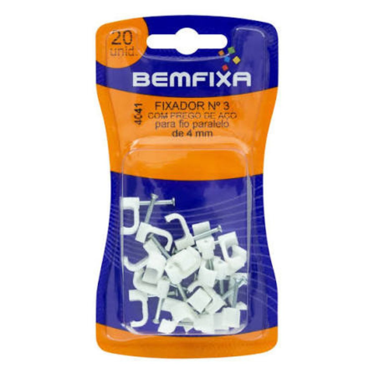 Cartela Fixador para Fio 4mm Branco BemFixa