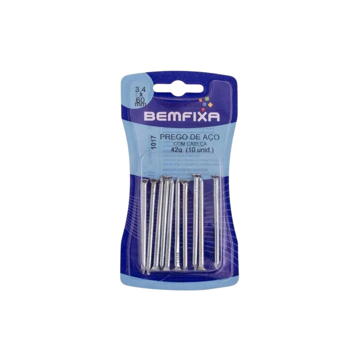 Cartela Prego de Aço 3,40 x 60 mm sem Cabeça 10 Peças BemFixa