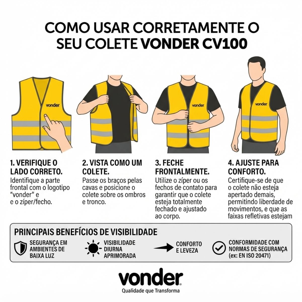 Colete S/Bolso Amarelo Cv100 Vonder